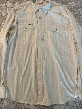 Poncho Outdoors fishing shirt  Sz XL Yellow  And White